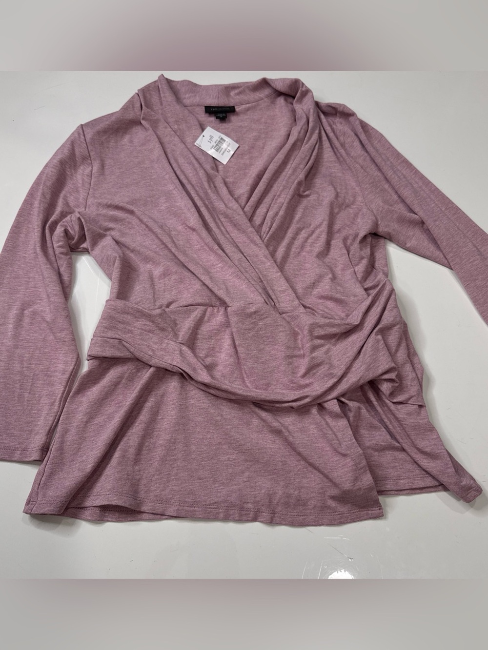NWT J.Jill Mauve Wrap Top Womens Medium 3/4 Sleeve V-Neck A030826